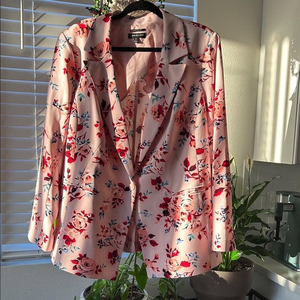 Lane Bryant Floral Blazer in Pink and Red